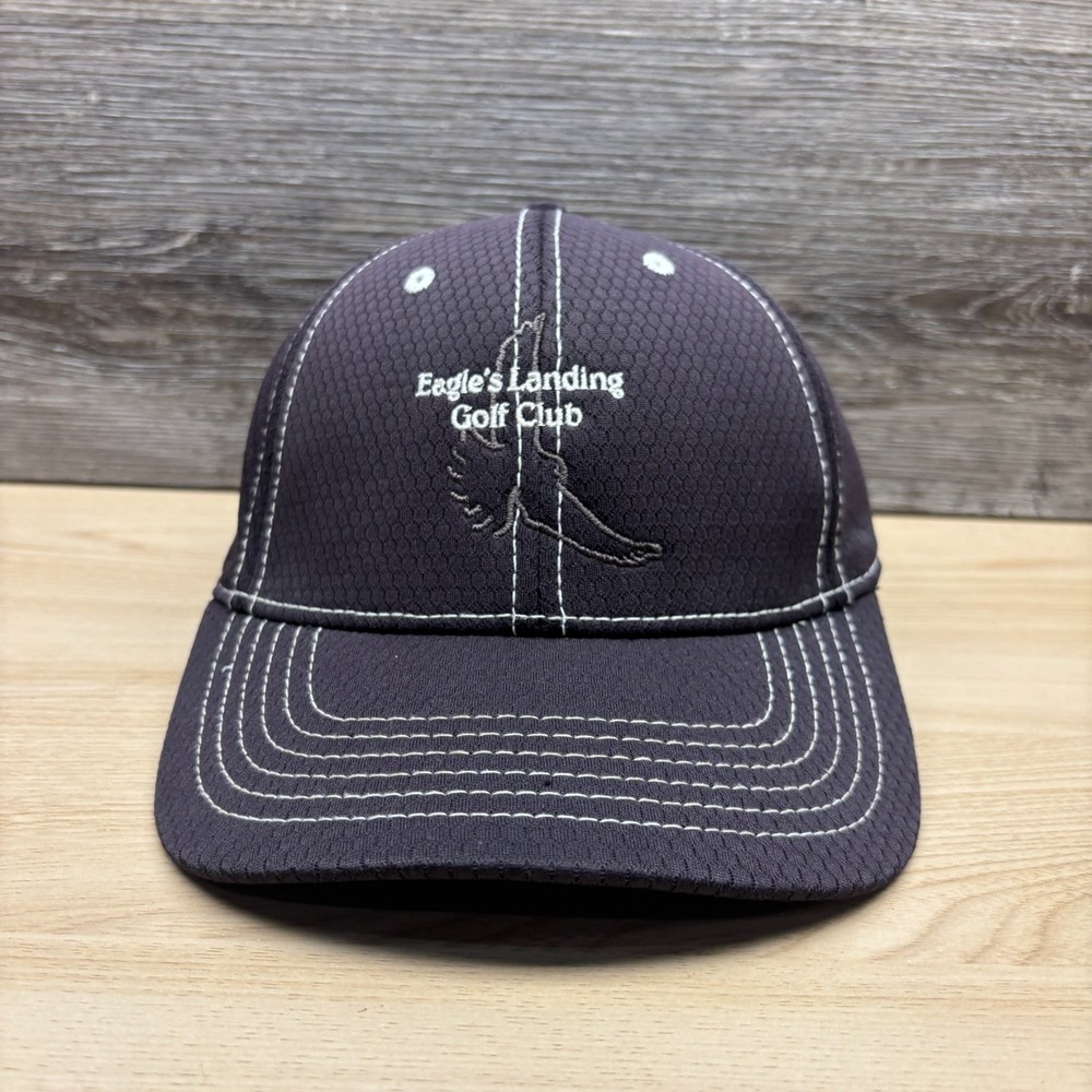 Eagle's Landing Golf Club Hat Cap Strap Back Black Performance Golf Faded Ahead